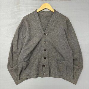 True Vintage 50s/60s JcPenny Towncraft 100% Wool Grey‎ Cardigan Sweater Large